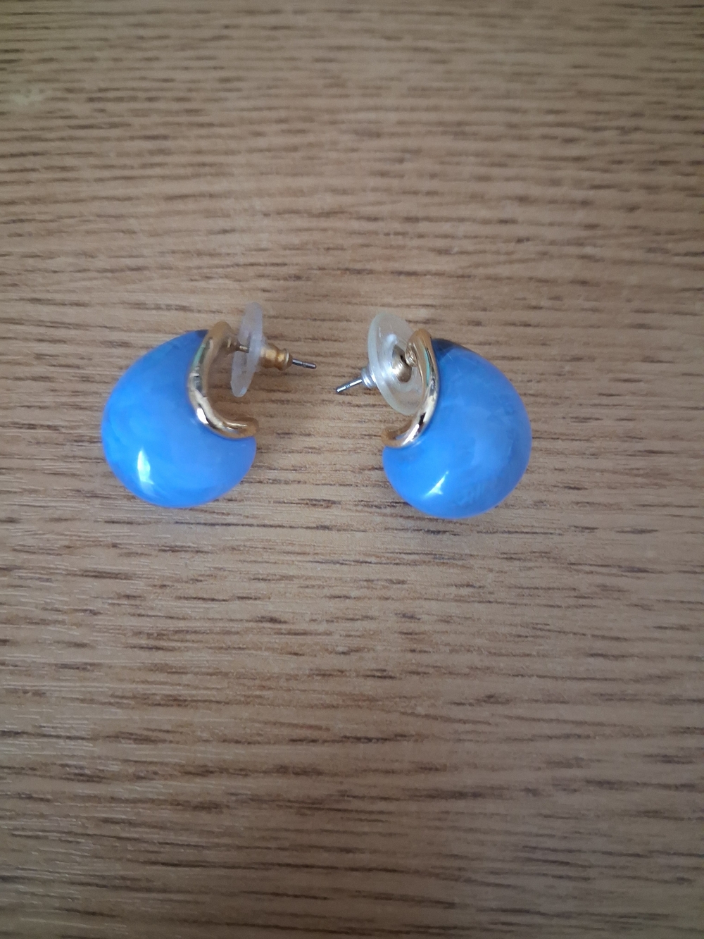 Ann Taylor Blue Teardrop Resin and Gold-Tone Stud Earrings - Picture 2 of 4
